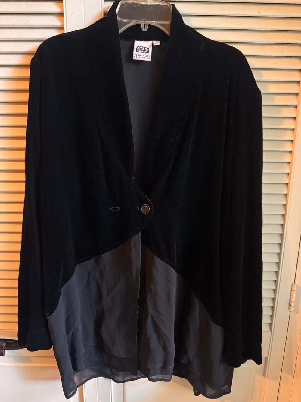 Johnny Was Collection Black Velvet Silk Jacket Size M
